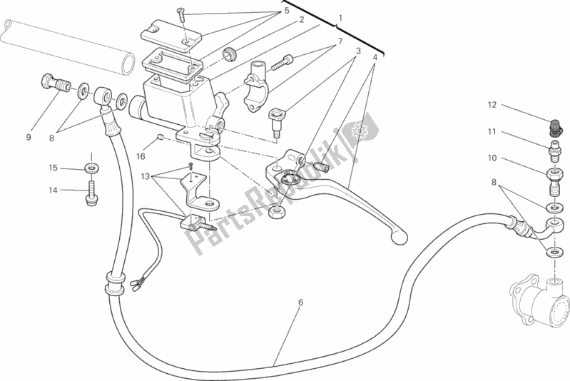 Todas as partes de Cilindro Mestre Da Embreagem do Ducati Monster 696 ABS 2014